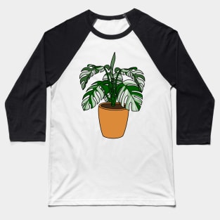 Monstera Albo Plant Illustration | Plant in a pot Baseball T-Shirt